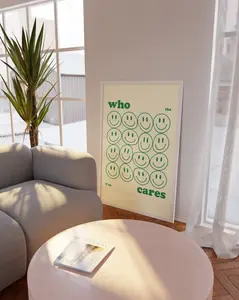 Who Cares Green Poster by FriedaPrintDesigns, 50x70 Poster, 70x100 Poster