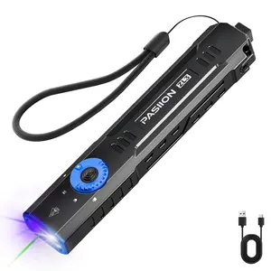 Rechargeable Edc Flashlight with Beam UV LED, Portable Pocket Light, Outdoor Emergency, Super Bright Rechargeable Torch