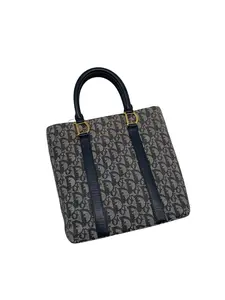 Pre-owned Dior Navy Oblique Canvas & Navy Leather Trim Tote Bag/WJ04228531/8531