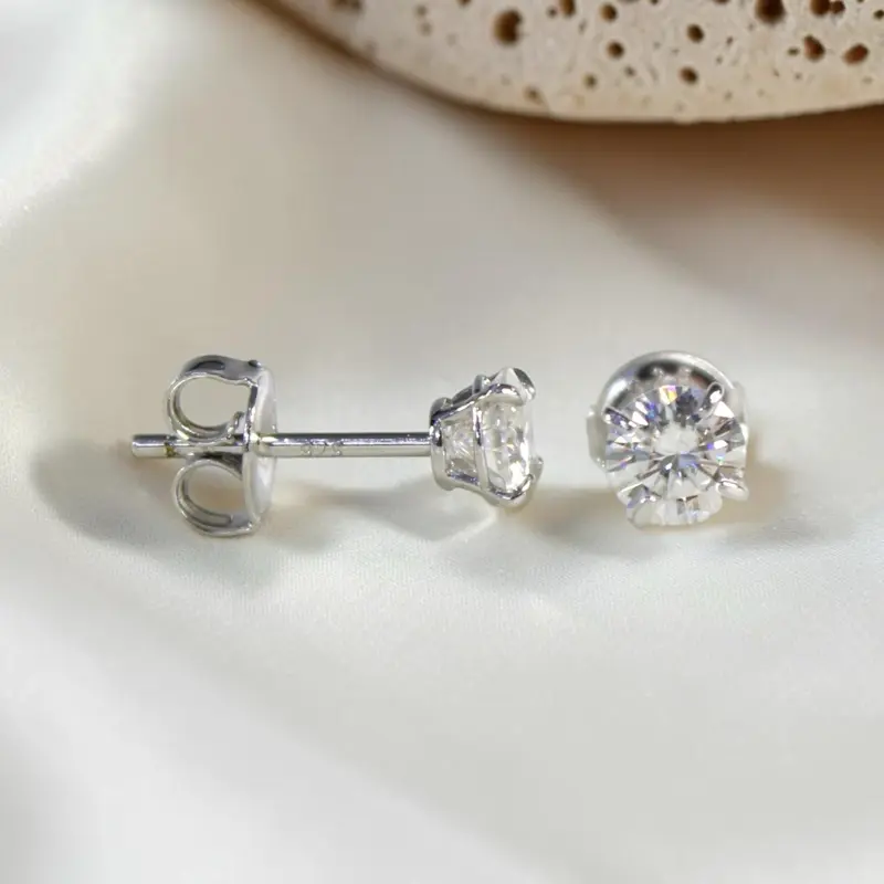 925 Sterling Silver Moissanite VVS Quality Stud Earrings, Daily Wear Studs Earrings