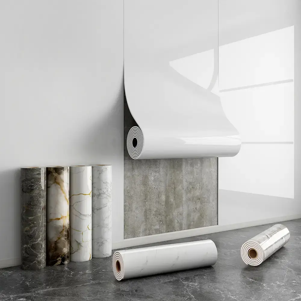 Contemporary Thickened Self-Adhesive Marble Wallpaper - Waterproof Removable Panel with Luxurious Marble Texture Available  Easy DIY Installation for Kitchen Bathroom Living Room Walls and Floors