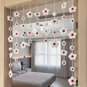 DIY Material Kit for Flower Home Decor Curtains, Wedding Decoration, Cute Fashion Bedroom Door Curtain, Semi-Transparent, No Nails Needed, Home Room Decorations