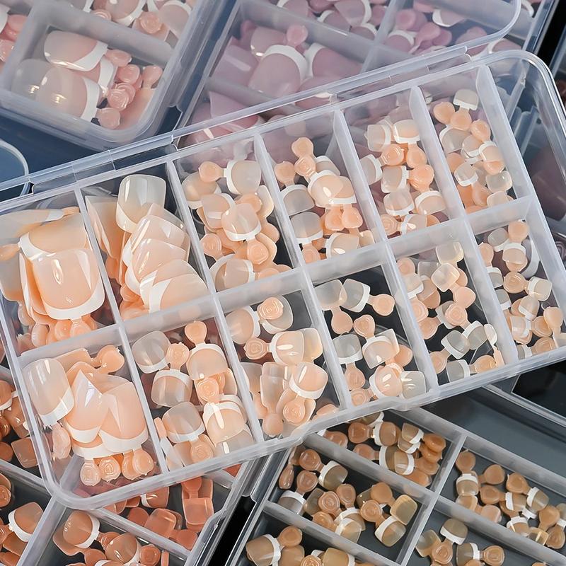 120Pcs 9-Colors French Fake Toenails Summer Short Square Press On Toe Nails Tips Glossy Pink Brown Full Cover False Toenail Easy to Use Long Lasting Nail Art Decorations