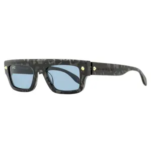 Alexander McQueen Flat Top Rectangular Sunglasses AM0427S 003 Gray Havana 52mm