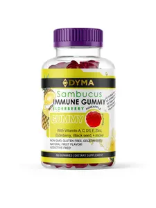 DYMA Sambucus Elderberry Immune Gummies for Adults with Vitamin A C D3 E Zinc Black Elderberry Black Cumin Seed Pineapple Flavor Non-GMO Gluten Free 60 Gummies Dietary Supplement