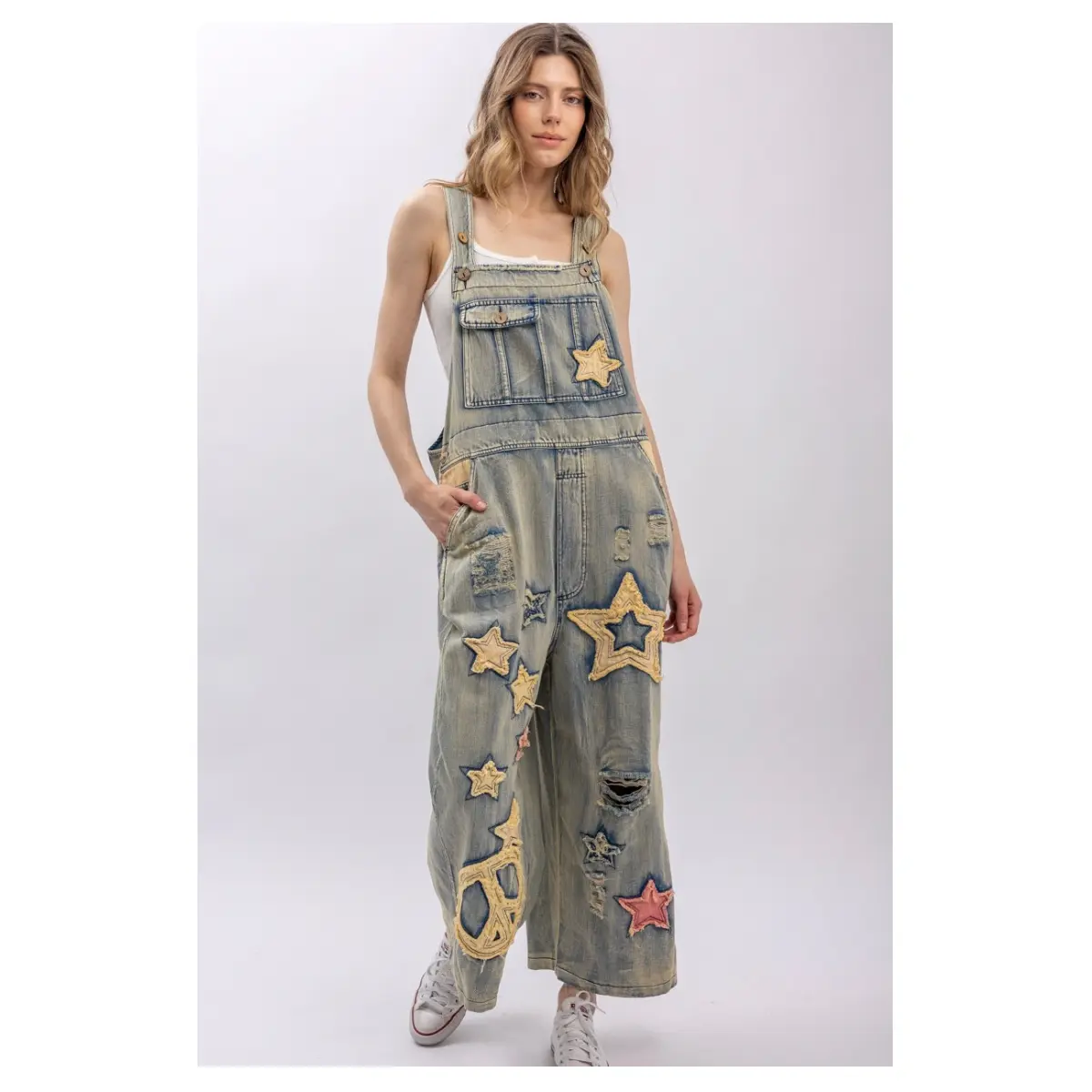 Piece of Me Patchwork Denim Overalls