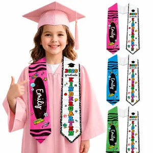 Custom Kindergarten Graduation Stole, Personalized Crayon Grad Sash Class of 2026, Graduation Gift