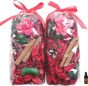 Qingbei Rina Christmas Potpourri Bags,Cinnamon Scented Red Potpourri Bowl Filler,Xmas Dried Flowers Home Fragrance Sachet of Petal, Holiday Winter Vase Filler Decor,8.4 oz(Red)