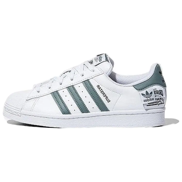 Adidas Originals Superstar Low-Top Sneaker Trainers, Unisex Athletic Sports Footwear, White-Gray-Green Durable Casual Shoes