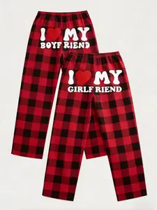 Boyfriend/Girlfriend Plaid Matching Pajama Pants Set, Lounge Pajamas, Loungewear Pjs Set, Breathable Elastic High Waist Loungewear, Viral TikTok Couple Sleep Pants, Casual Streetwear Plaid Bottoms, Cozy Homewear for Vacation & Daily Wear