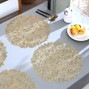 Elegant Woven Leaf Design Heat-Resistant Table Mats, Set of 1/2/4/6/8 Pieces, Durable & Stylish Dining Accessories for Home Decor Placemat