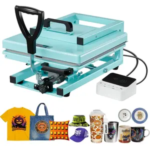 Hybrid 15 X 15 Inch Heat Press Machine, 8-In-1 Multifunction Sublimation Press For T-Shirts, Mugs, Tumblers, Caps, Plates, Fast Even Heating, All-New Patented Design, Easy Temperature And Time Control, Light Green