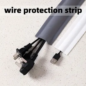 39.37inch Self-Adhesive PVC Cord Protector 2 Roll - Floor & Wall Cable Cover, Wire Safety Management for Home and Office