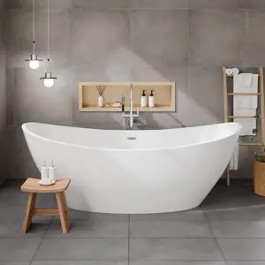 Eviva Bella 72" Glossy White Acrylic Slipper Freestanding Bathtub