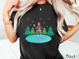 The Ice Skating Skeleton Shirt, Gift This To Your Coffee and Christmas Connoisseurs!