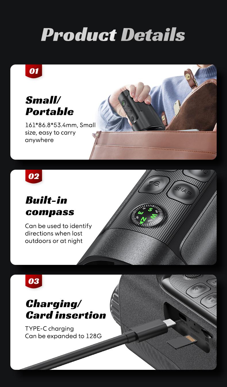 2.5K HD Digital Night Vision Goggles, 10X Zoom 7 Level IR Infrared Night Vision Monocular, 10MP Photo Video Recording, 2000mAh Rechargeable for Outdoor Hunting