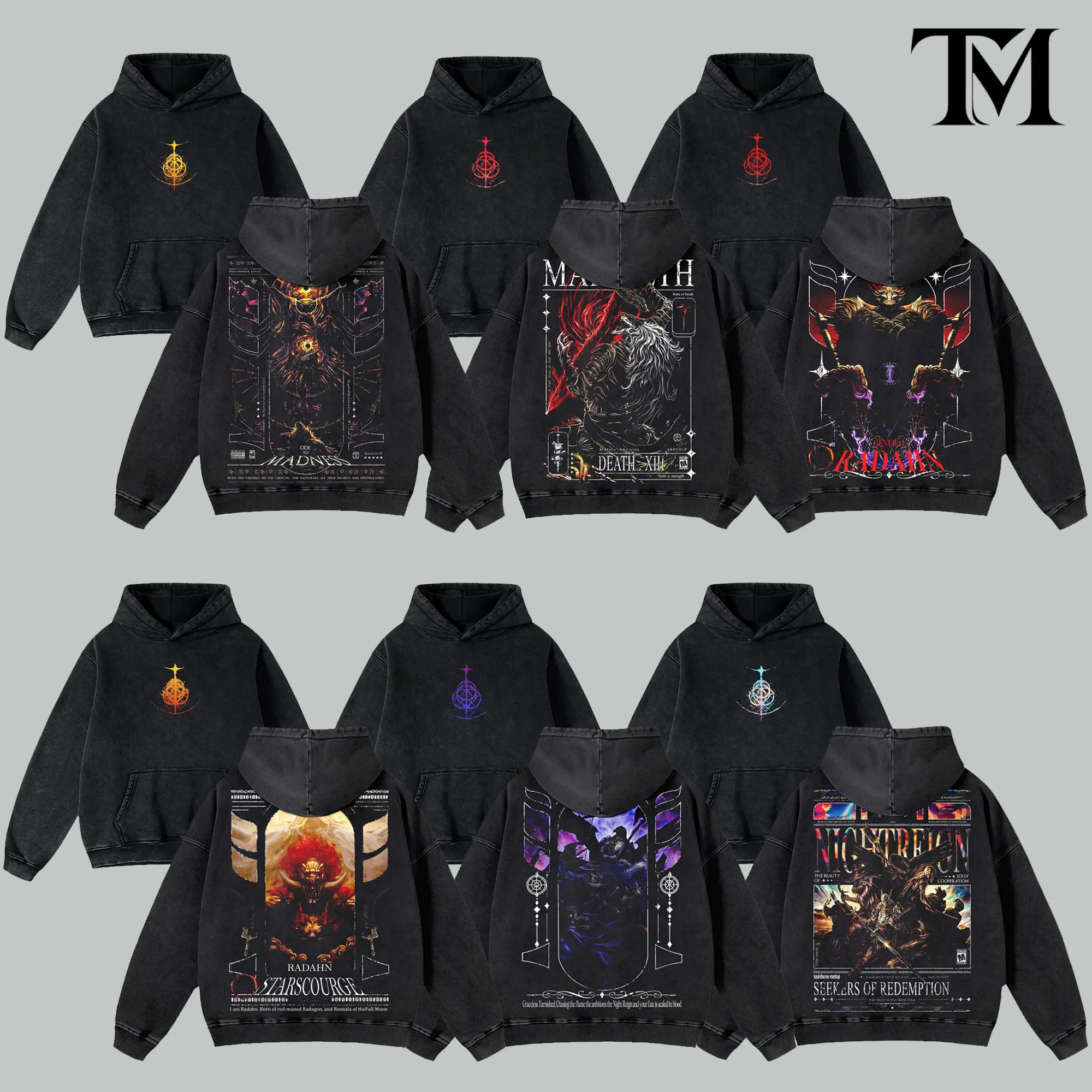 17 Design Elden Ring Nightreign Vintage Washed Hoodie, Unisex Gaming Apparel, Oversized Heavyweight Cotton Hoodie, Dark Fantasy Soulslike Streetwear, Gamer Gift For Him Her, Elden Ring Fan Merch