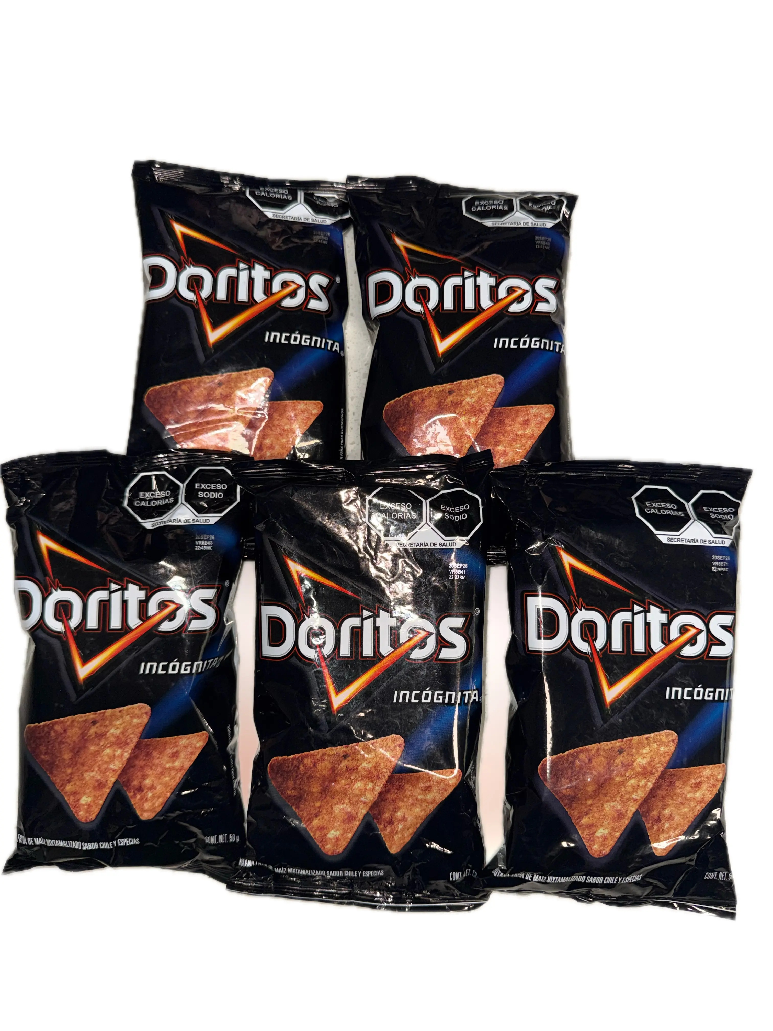 Doritos Incógnita Flavored Tortilla Chips, 58 g (2.04 oz) Each - Pack of 5 | Imported from Mexico