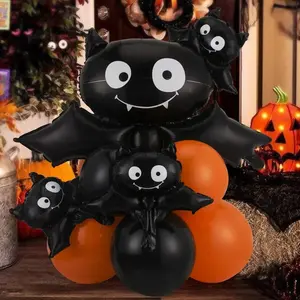 12/13pcs Happy Halloween Balloon Set With Black Orange Latex Globos Ghost Bat Pumpkin for Haunted House Room Halloween Eve Decor