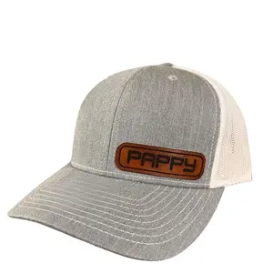 Pappy Hat – Grandpa Trucker Cap with Faux Leather Patch, Adjustable Snapback Hat, Perfect Gift for Pappy, Grandpa, Father’s Day Gift