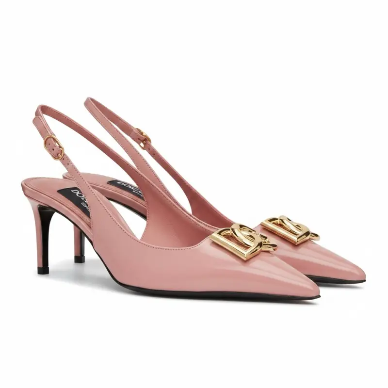 Dolce & Gabbana Patent Calf Leather Lollo Pink slingback pumps Size 39.5