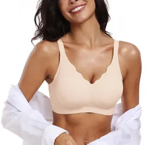 SenereFit Jelly Bra Wire-Free Seamless Bra for Women, Soft Smooth Second Skin, Breathable Push-Up Bra, Wireless BraWide Side Support, No Shoulder Pressure Deep V T-Shirt Bra, Everyday Womenswear,1/2/3/4 Pack S-4XL