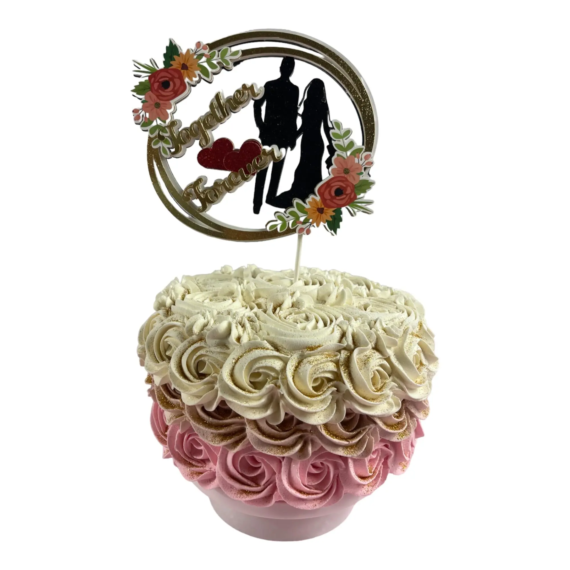 Creativity Shimmers Wedding, Engagement, Anniversary Cake Topper Floral  Multilayered Multicolored, Handmade, Sturdy, Reusable, Safe