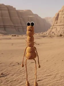 [BUY 1 GET 1 FREE GIFT] Marcus the Worm " I don't like this rock" - Handmade Crochet Plushie Amigurumi Toy big size and small size Ideal for Christmas & Special Occasions Versatile Gifting for Holidays