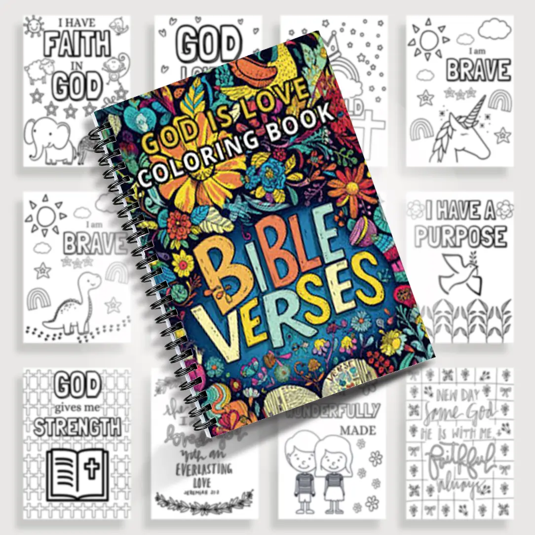 1pc Faith & Calm Christian Coloring Book with Bible Verses Spiral Notebook Bible Verse Coloring Book with Suns, Flowers, and Hearts Illustrations for Relaxing Faith-Focused Creativity 14cm x 21cm Art Drawing