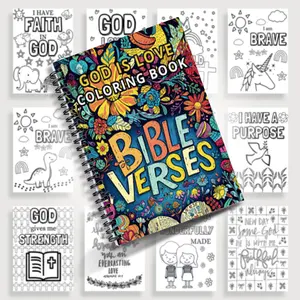 1pc Faith & Calm Christian Coloring Book with Bible Verses Spiral Notebook Bible Verse Coloring Book with Suns, Flowers, and Hearts Illustrations for Relaxing Faith-Focused Creativity 14cm x 21cm