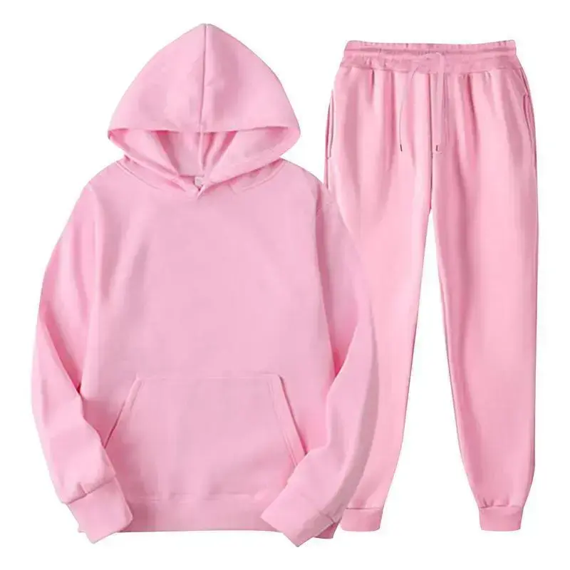 unisex spring and autumn fleece sports casual solid color pantshooded hoodie set unisex spring and autumn fleece sports casual solid color pantshooded hoodie set