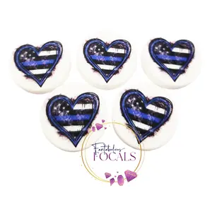 30mm “Police Heart” Custom Exclusive Silicone Focal Bead