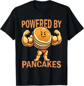 100% Cotton Cool Pancake Breakfast Funny Pancake Day Powered by Pancakes T-Shirt