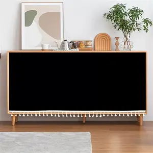 Short Curtains for Kitchen, Privacy Closet Curtain Dust-Proof Under Sink Curtains for Small Kitchen Storage Room Black, 43.3" W x 31.5" H