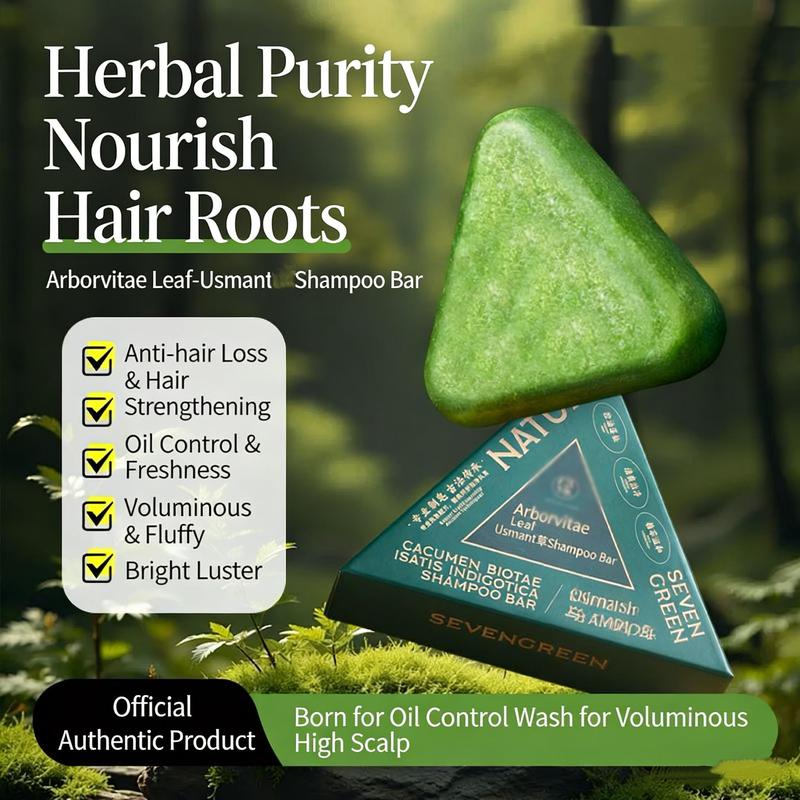 Nature Triangle Shampoo Bar Calming & Strengthening Hair for Women & Men Eco-Friendly Soap with Usman Grass Formula Herbal Extracts Nourishing Cleansing Conditioner Haircare Cleanser