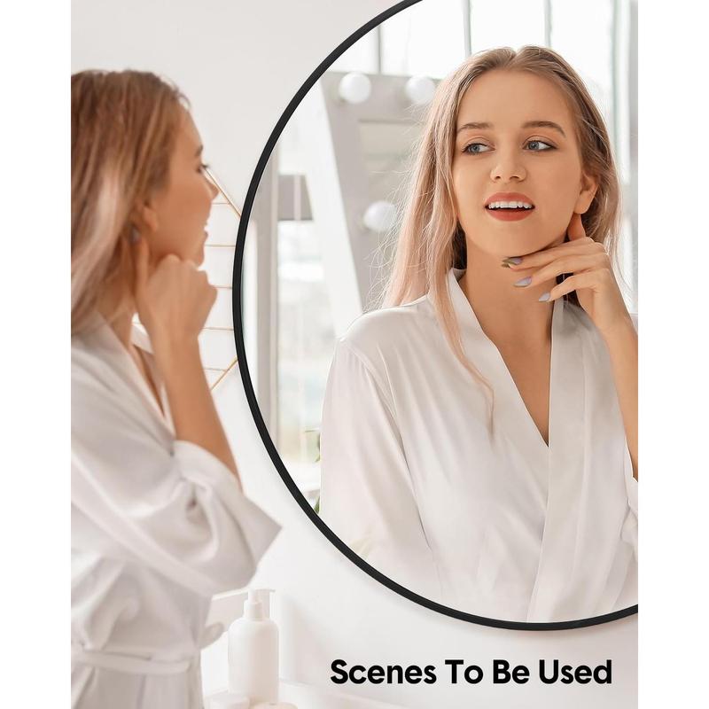 GARVEE Round Mirror, 24 Inch Circle Mirror, Black Metal Framed Mirrors for Wall, Round Mirrors for Wall Decor, Bathroom Mirrors for Over Sink, Black Round Mirror for Entryway, Living Room, Easy to Install