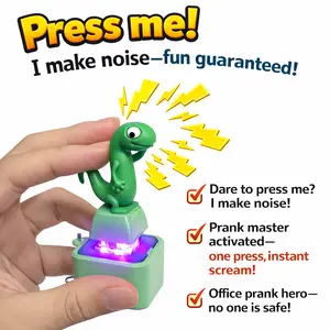 Lizard Stress Button Keychain: Light & Sound Anxiety Relief Toy