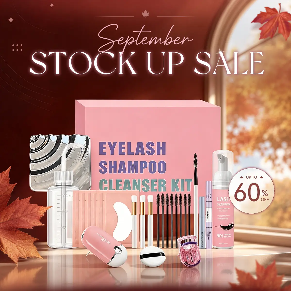 uCoolMe DIY Lash Aftercare Cleansing Multi-Pack - Lash Clusters Kit with Shampoo, 2-in-1 Bond Sealer & Makeup Remover, Beginner-Friendly Tools, Mirror, Eyebrow Summervibes (Stockup Option)
