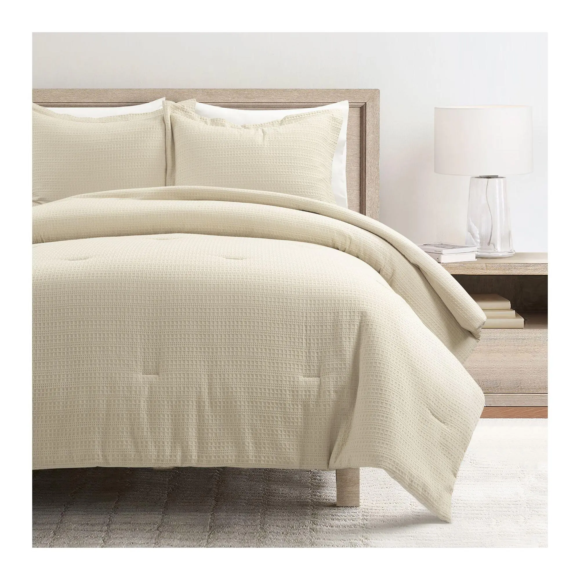 Lush Decor Haniya Solid Waffle Comforter Set 3pc F/Q
