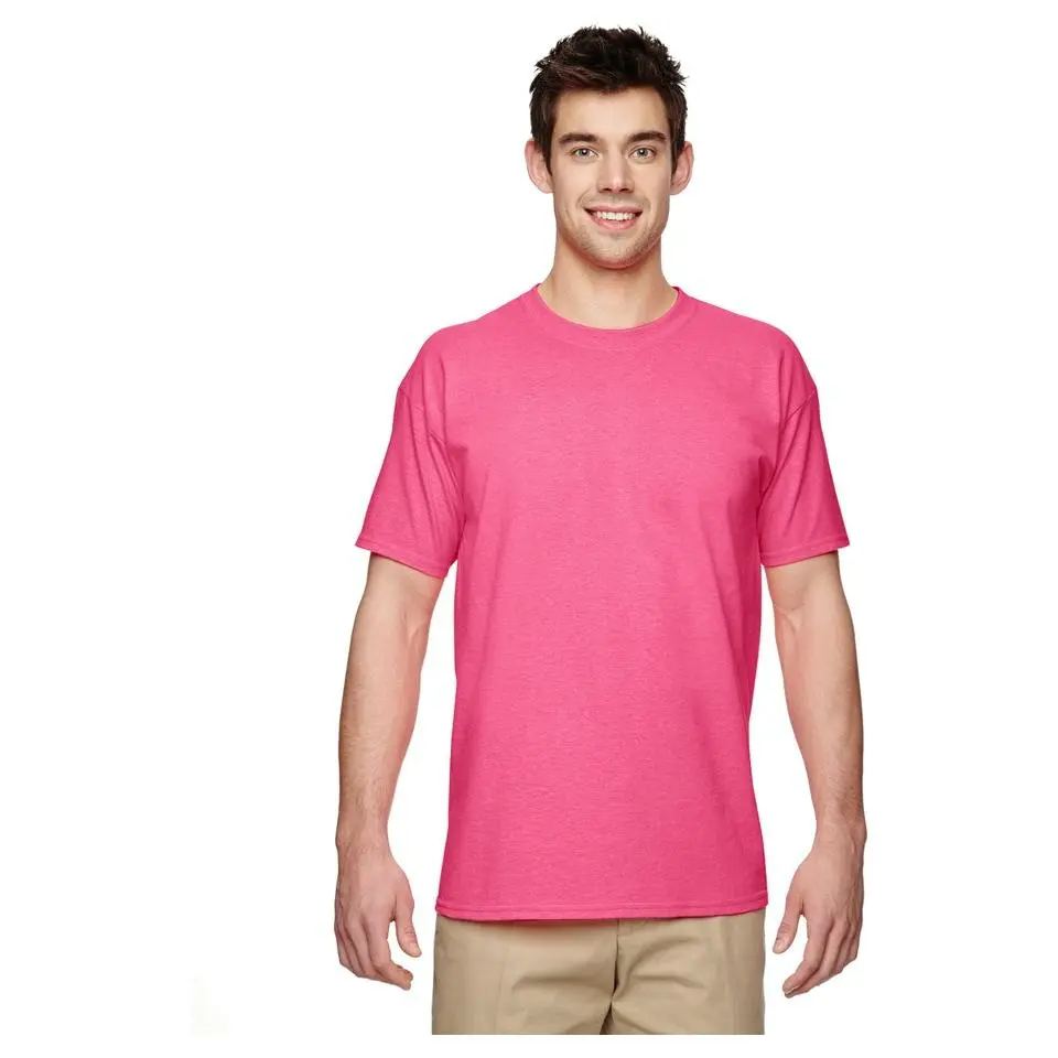 Men's Streetwear Classic Casual Gildan Safety Pink Seamless Short-Sleeve Heavy Cotton™ 5.3 oz. Adult Unisex T-Shirt
