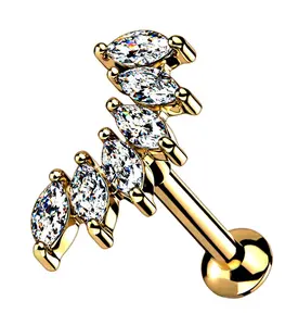 Gold PVD Track CZ Labret Post