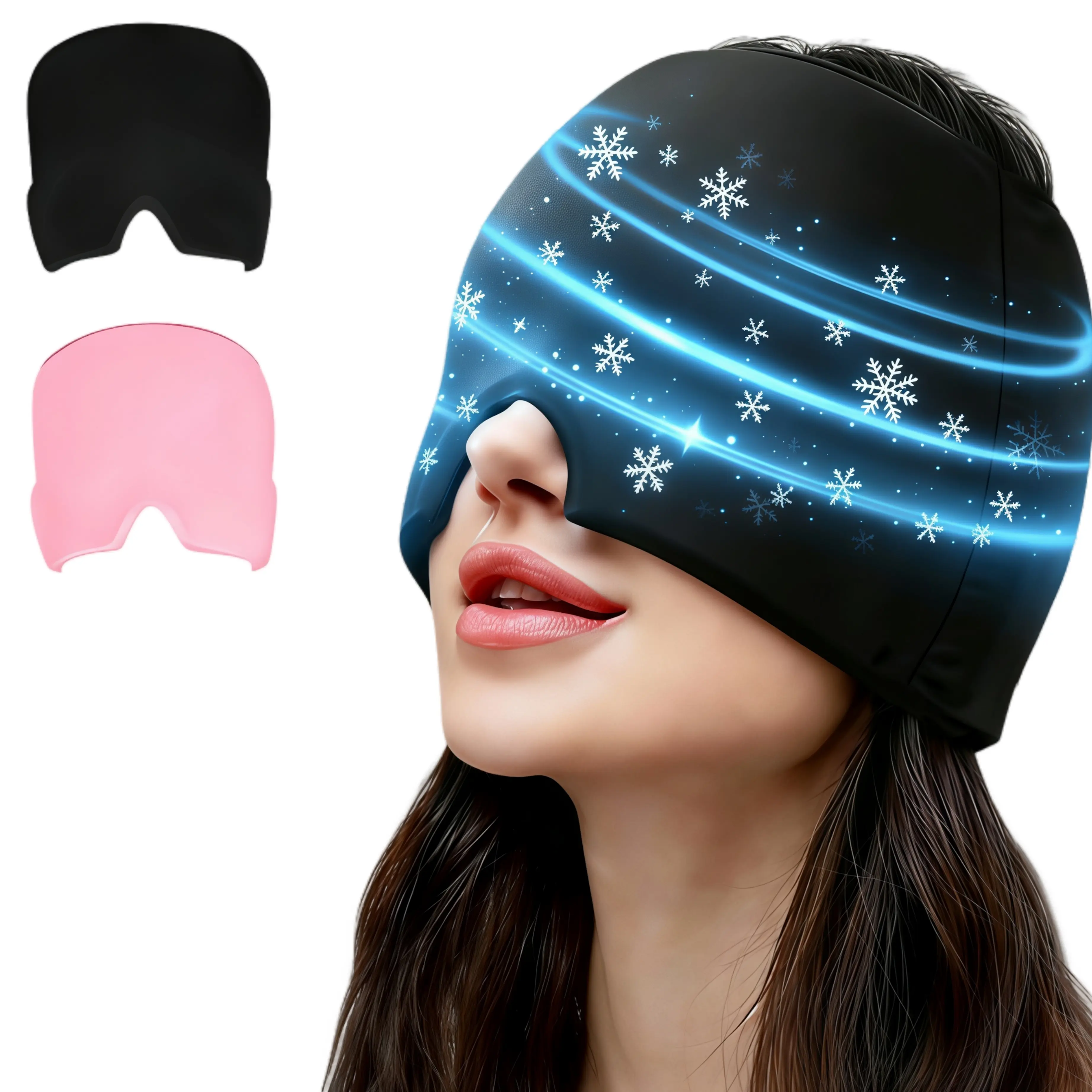 LMMAKE 1PC Soft Gel Migraine Relief Cap, Reusable Ice Head Wrap for Hot Cold Therapy, Headache Care, Sinus Pressure & Puffy Eyes Tension Relief
