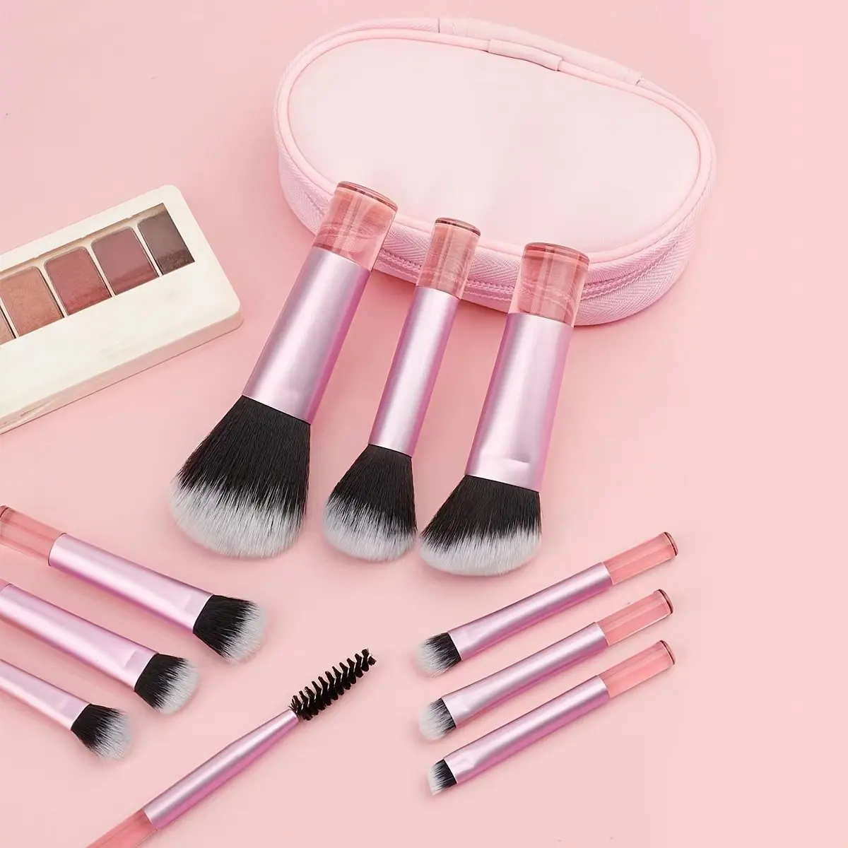 10-Piece Mini Makeup Brush Set, Portable Loose Powder Brush, Transparent Handle, Blush Brush, Eyelash Brush, Eye Shadow Brush, Travel-Friendly Beauty Tools, Travel Makeup Brushes