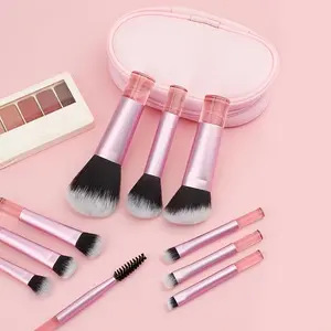 10-Piece Mini Makeup Brush Set, Portable Loose Powder Brush, Transparent Handle, Blush Brush, Eyelash Brush, Eye Shadow Brush, Travel-Friendly Beauty Tools