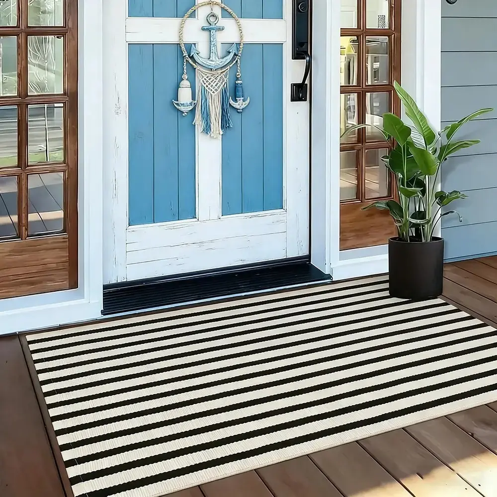 Modern Minimalist Lines Door Mat, Fashionable Home Decor Outdoor Rug, Entrance Rug, Easy Clean Washable Carpet, Polyester Rug, Indoor/outdoor Use, Entryway Staircase Mat, Doormat