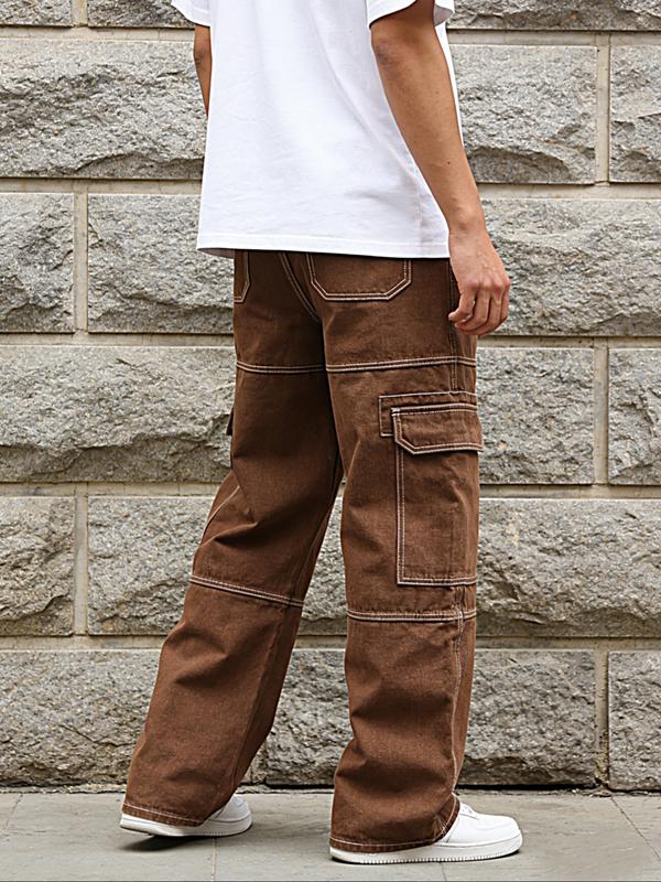 Trendy Functional Style Wide-Leg Pants, American Retro Pocket Cargo Pants for Versatile, Chic and Comfortable Casual Wear