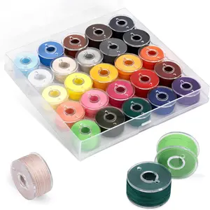 25 count Assorted Colors Sewing Thread, Embroidery Bobbins, Prewound Bobbins Thread for Embroidery and Sewing Machines, 50 Yards Size A SA156 Spool of Thread Kit DIY and