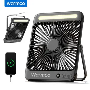 Warmco 20000mAh Battery Powered Fan, Ultra-Slim 8-Inch Portable Camping Fan with LED Lantern, Up to 48H Runtime Rechargeable Desk Fan for Bedroom, Outdoor, Tent, Travel, Cruise Ship Essentials