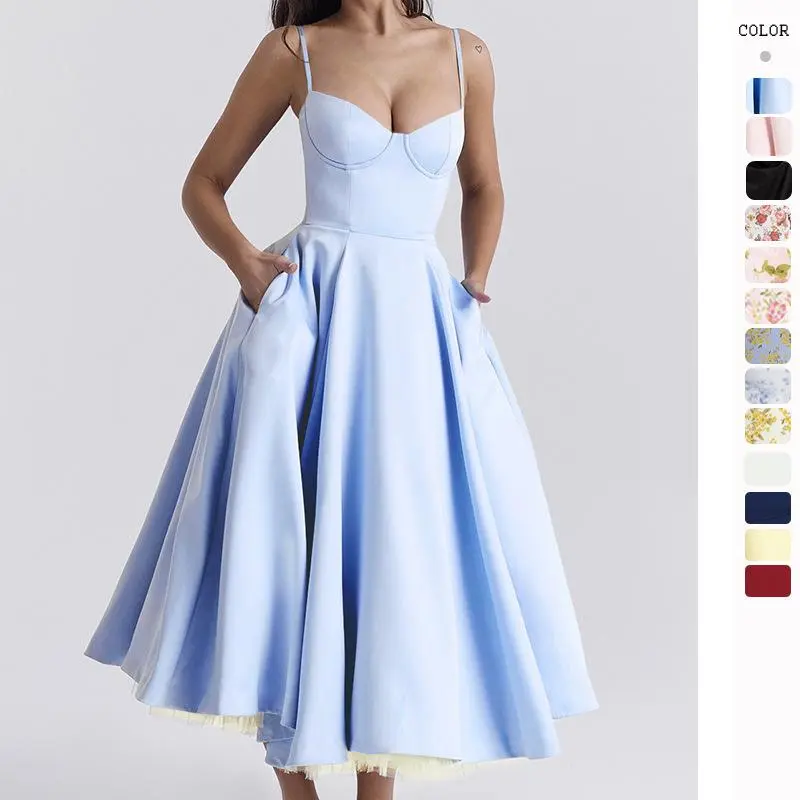 Summer high-end princess dress French mesh pendulum double-layer suspender dress women