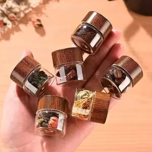 6 Glass Sealed Storage Jars, Food Grade Mini Coffee Powder Beans Bottles, Portable Tea Container, Home Office School Travel Camping Use
